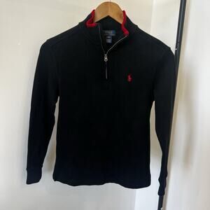 Polo Ralph Lauren Boys Quarter Zip Sweater Pullover Black Medium 10-12